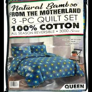 Bamboo 3Pc. Reversible Quilt Set Queen Size